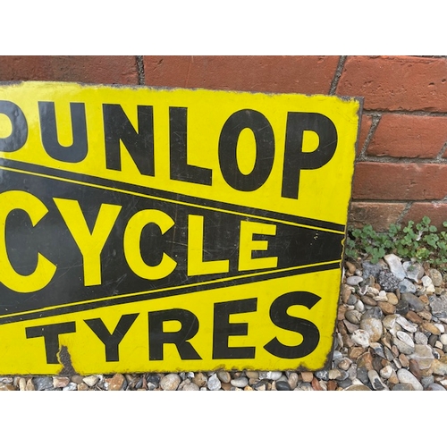 63 - Dunlop Cycle Tyres Double Sided Enamel Flange Sign 22