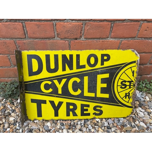 63 - Dunlop Cycle Tyres Double Sided Enamel Flange Sign 22