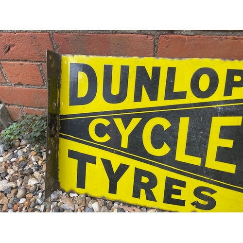 63 - Dunlop Cycle Tyres Double Sided Enamel Flange Sign 22
