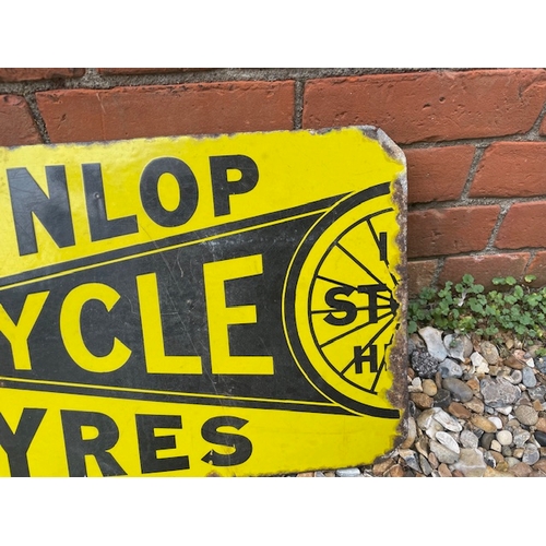 63 - Dunlop Cycle Tyres Double Sided Enamel Flange Sign 22