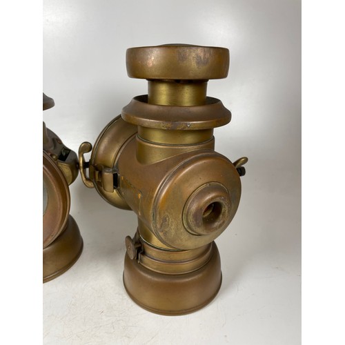89 - Pair Lucas No.145 Brass Veteran Car Lamps, Lucas Kings Own Model, Appearing Complete In Notably Good... 