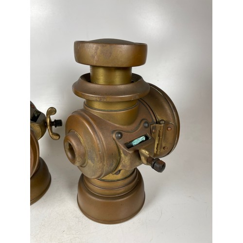 89 - Pair Lucas No.145 Brass Veteran Car Lamps, Lucas Kings Own Model, Appearing Complete In Notably Good... 