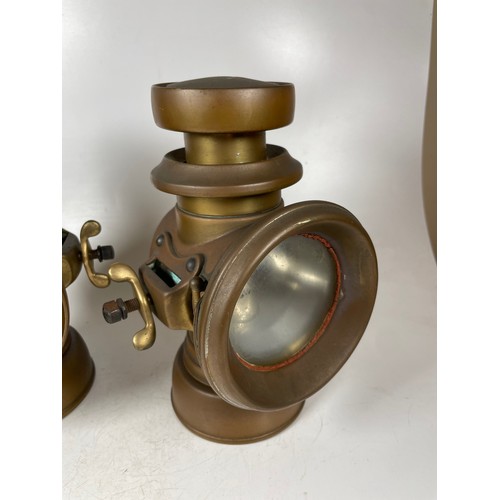 89 - Pair Lucas No.145 Brass Veteran Car Lamps, Lucas Kings Own Model, Appearing Complete In Notably Good... 
