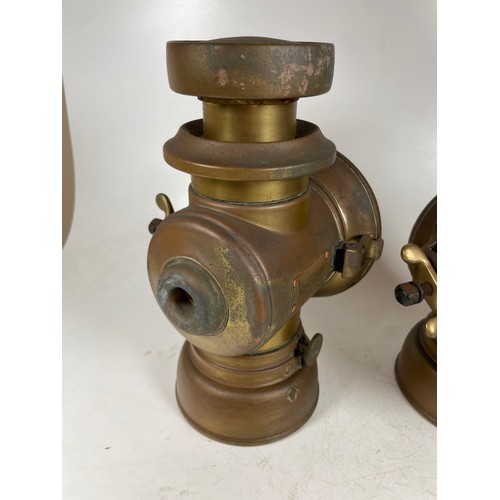 89 - Pair Lucas No.145 Brass Veteran Car Lamps, Lucas Kings Own Model, Appearing Complete In Notably Good... 