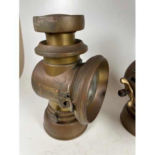 89 - Pair Lucas No.145 Brass Veteran Car Lamps, Lucas Kings Own Model, Appearing Complete In Notably Good... 