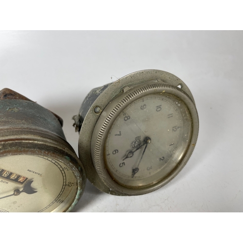 90 - Stewarts 50mph Speedometer, Smiths Clock t/w others. Including large carb (poss Solex), two wing mou... 