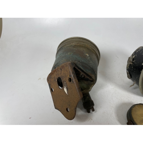 90 - Stewarts 50mph Speedometer, Smiths Clock t/w others. Including large carb (poss Solex), two wing mou... 