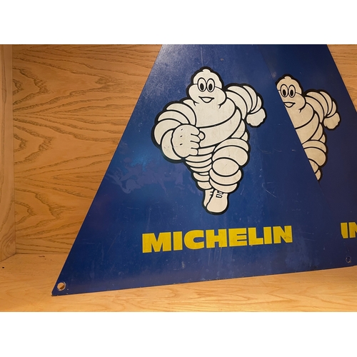 43 - 2no Michelin Tyres Triangular Signs, previously believed part of a tyre rack. 20