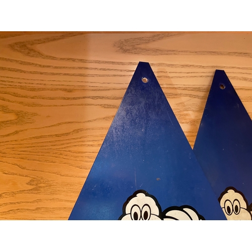 43 - 2no Michelin Tyres Triangular Signs, previously believed part of a tyre rack. 20