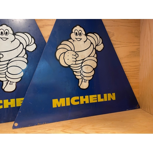 43 - 2no Michelin Tyres Triangular Signs, previously believed part of a tyre rack. 20