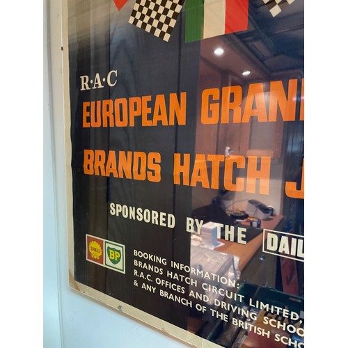 93 - European Grand Prix 1964, Brands Hatch Original Poster, measuring 75cm x 50cm and visible tear runni... 