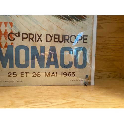 94 - Monaco Grand Prix 1963 Original Poster, measuring 38cm x 59cm. The vendor removed it from Rosies Bar... 