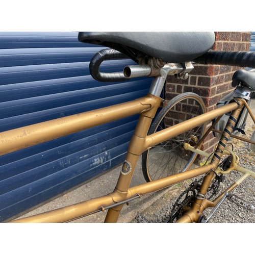 131 - The Evans Tandem Tricycle, very original, Gold colour, Resilion Brakes, Cyclo Gears.


In House Ship... 