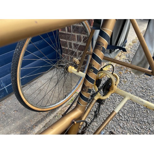131 - The Evans Tandem Tricycle, very original, Gold colour, Resilion Brakes, Cyclo Gears.


In House Ship... 