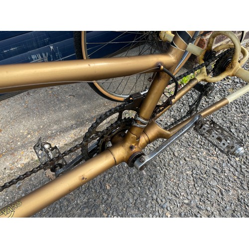 131 - The Evans Tandem Tricycle, very original, Gold colour, Resilion Brakes, Cyclo Gears.


In House Ship... 