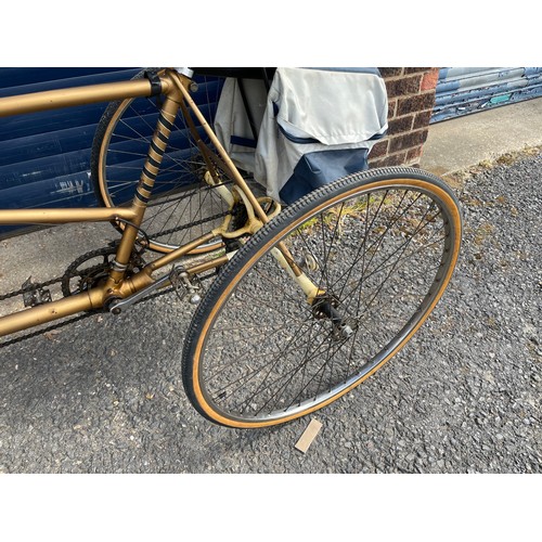 131 - The Evans Tandem Tricycle, very original, Gold colour, Resilion Brakes, Cyclo Gears.


In House Ship... 