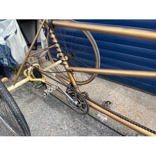 131 - The Evans Tandem Tricycle, very original, Gold colour, Resilion Brakes, Cyclo Gears.


In House Ship... 