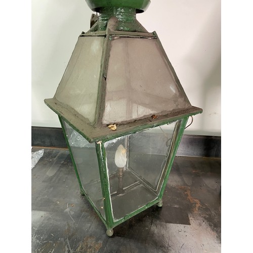 501 - Pair of Street Lamp Tops, Glass & Steel Construction, with old style three pin plugs

In house shipp... 