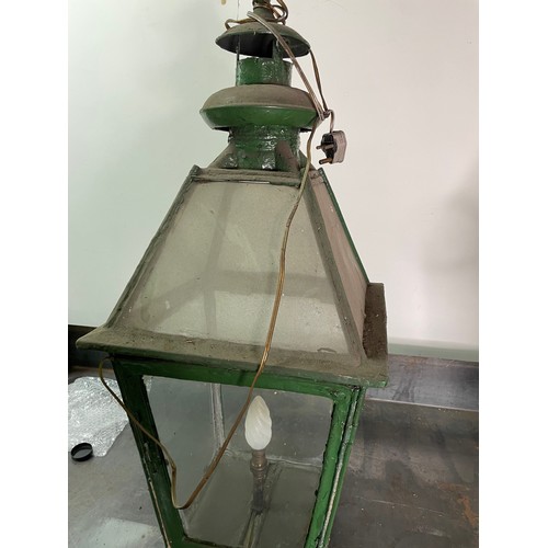 501 - Pair of Street Lamp Tops, Glass & Steel Construction, with old style three pin plugs

In house shipp... 