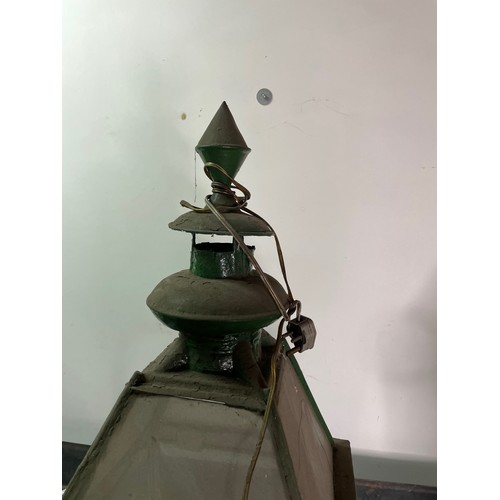 501 - Pair of Street Lamp Tops, Glass & Steel Construction, with old style three pin plugs

In house shipp... 