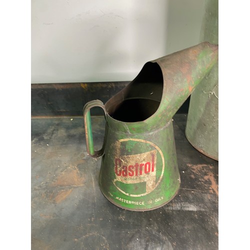 524 - 2 Oil Pourers, and 1 Oil Drum, Castrol 1 Gallon, Petrola, Valor 5 Gallon with Tap

In house shipping... 