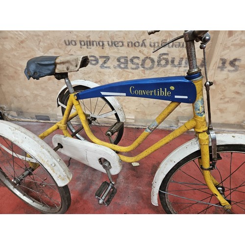 544 - Childs Convertible Tricycle, Solid Tyres, Removable Toptube/Crossbar

In house shipping unavailable