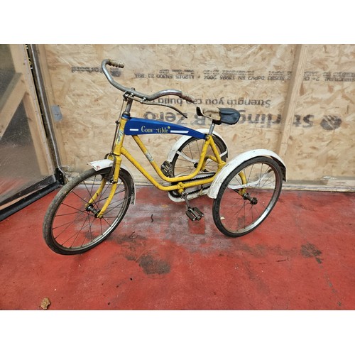 544 - Childs Convertible Tricycle, Solid Tyres, Removable Toptube/Crossbar

In house shipping unavailable