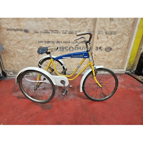 544 - Childs Convertible Tricycle, Solid Tyres, Removable Toptube/Crossbar

In house shipping unavailable