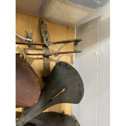 339 - Box of Sundry Bicycle Parts, Saddles, Lamps, Etc