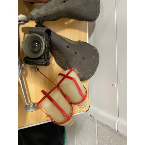 339 - Box of Sundry Bicycle Parts, Saddles, Lamps, Etc