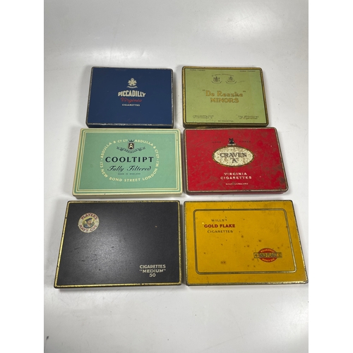 de reszke cigarette tin 6no Vintage Cigarette Tins for 50 Cigarettes, Virginia, De Reszke, Cooltip,  Craven A, Gold Flake, Pl