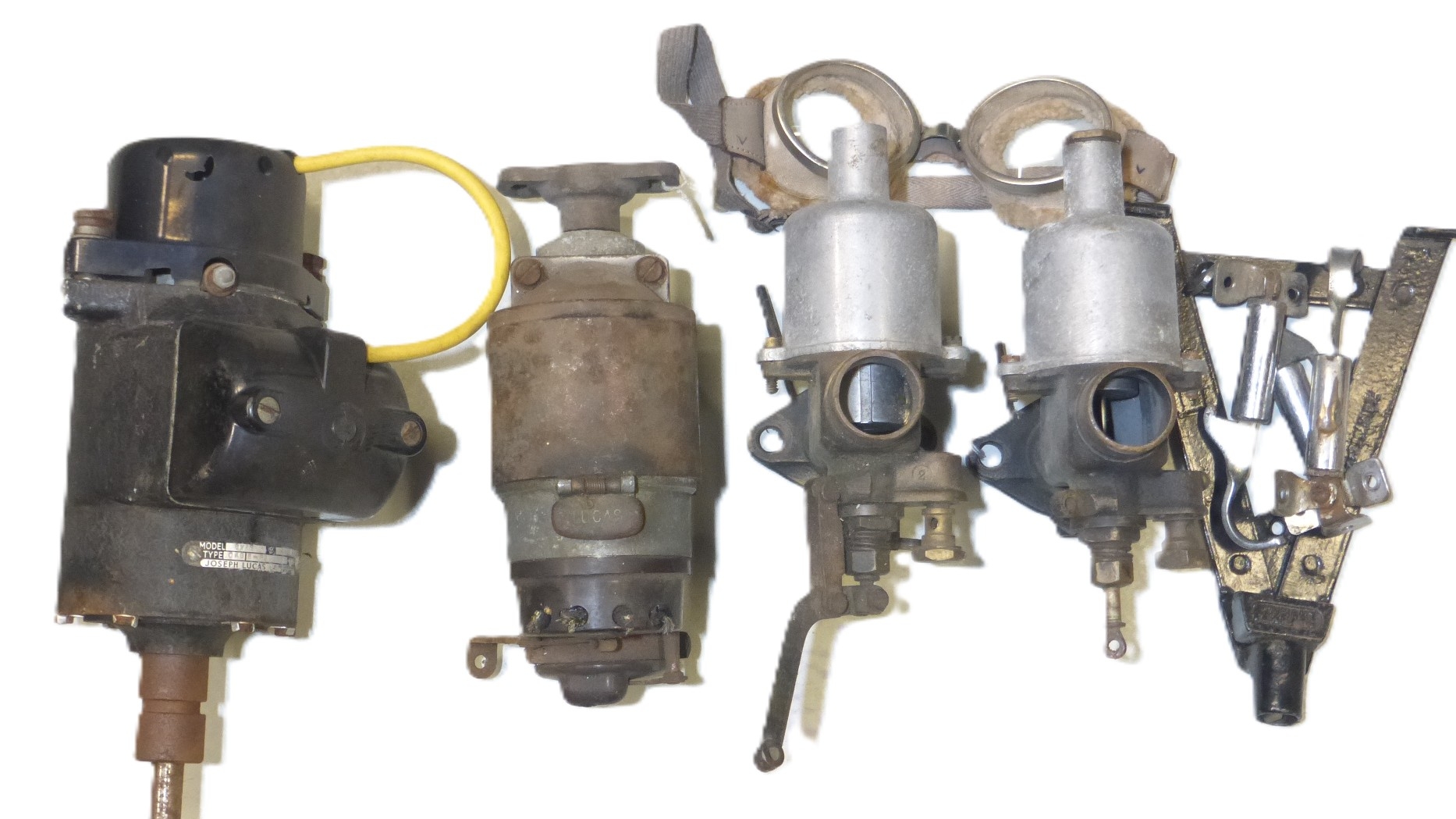A Pair of Bronze SU Carburettors, 1-1/8th. Also a Lucas distributor ...