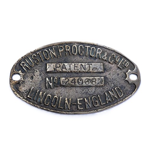 Ruston Proctor Portable Engine Makers Plate No.24068, 5 1/2
