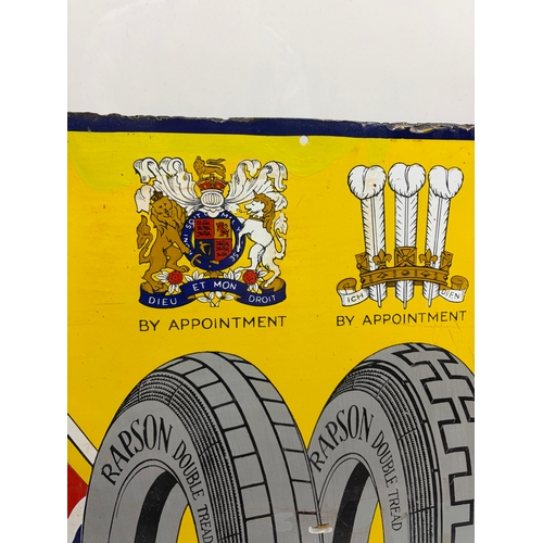 Rapson Tyres Enamel Advertising Sign, Rare Sign Featuring Tyre Pictures ...