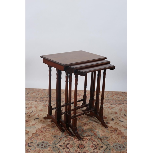 94 - A GOOD NEST OF THREE 19TH CENTURY MAHOGANY TABLES possibly by Strahan of Dublin bears serial number ... 