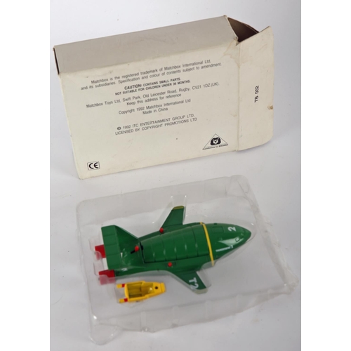 236 - Thunderbirds. Matchbox Toys, diecast Thunderbirds T2 and T4, green T2 with retractable legs and remo... 