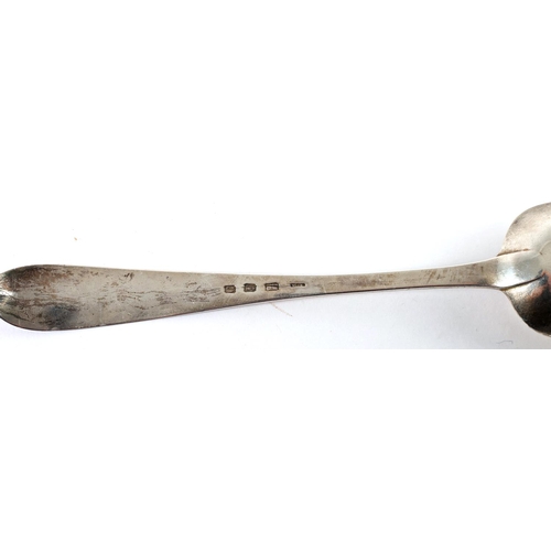 248 - A George III Irish silver bright cut tablespoon; Dublin, 1799, maker's mark rubbed, possibly James K... 