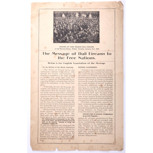 103 - 1919 (January 21) The Message of Dáil Éireann to the Free Nations, a letterpress-printed broadsheet,... 