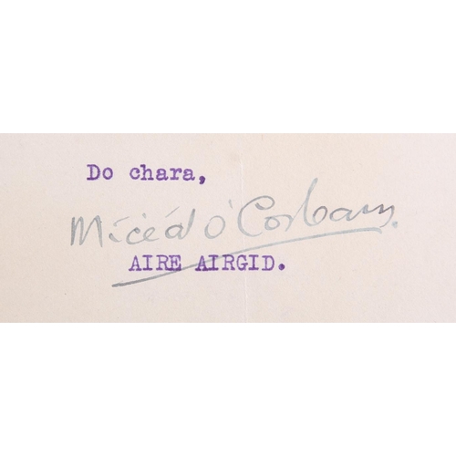 105 - Michael Collins, 1920 (June 30) a signed single-page typewritten letter, as Minister of Finance, on ... 