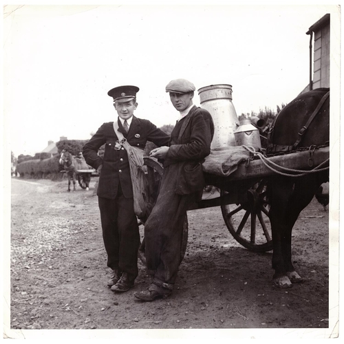 132 - Photography Branson de Cou c.1930s, Postman and nonchalant fellow, Hedley's Bridge [Co. Kerry], vint... 