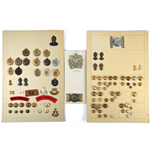 158 - Royal Engineers 1854-1956, collection of uniform items, badges and buttons, including a Royal Engine... 