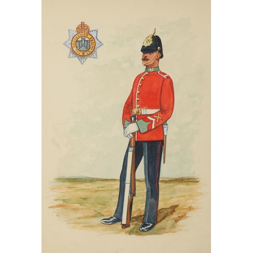 163 - A pair of watercolour studies of non-commissiond officers in The Devonshire Regiment and The Rifle B... 