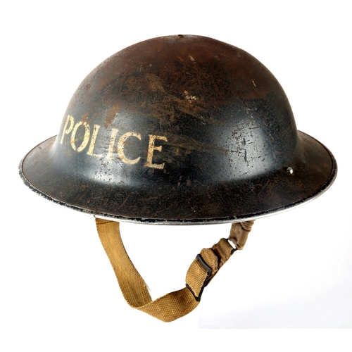 1939 45 A World War II Police brodie helmet the black shell