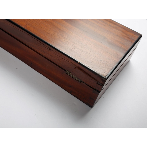 197 - 19th century inlaid mahogany Theophilus Richards sporting gun case, the hinged top with ebony string... 