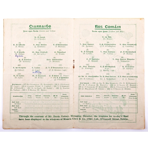 216 - G.A.A. Football, Kerry v Roscommon, 1944, match programme, Clár Oifigeamhail, Craobh Peile na hÉirea... 