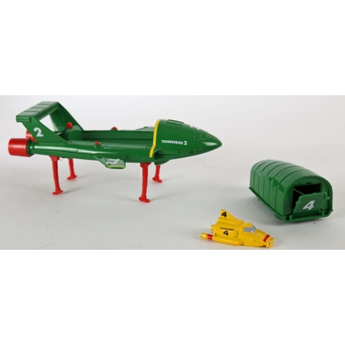 236 - Thunderbirds. Matchbox Toys, diecast Thunderbirds T2 and T4, green T2 with retractable legs and remo... 