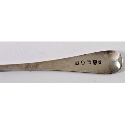 248 - A George III Irish silver bright cut tablespoon; Dublin, 1799, maker's mark rubbed, possibly James K... 