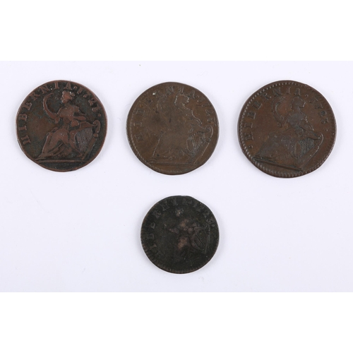 259 - Coins. Ireland, George III, Woods coinage, halfpenny 1723 (3); farthing 1723. Fine (F) to good fine ... 