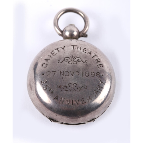 29 - 1896 (November 27) Gaiety Theatre - 25th Anniversary, presentation silver sovereign case, from Mr & ... 