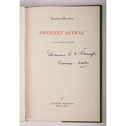 359 - Heaney, Seamus. Sweeney Astray. Field Day, Derry, 1983, 8vo. Signed by the author in Irish on the ti... 